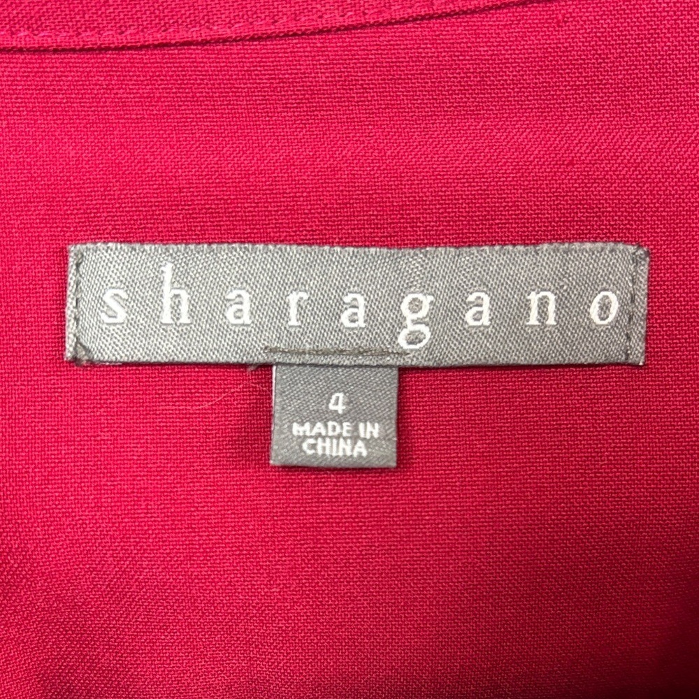 Sharagano Red Tie Waist Midi Dress with Gold Buttons size 4 - Picture 3 of 6